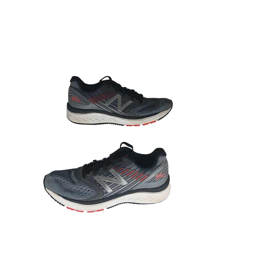 New Balance 860 v9 Size 4Y Grey Black Red Running Shoes Stability Athletic